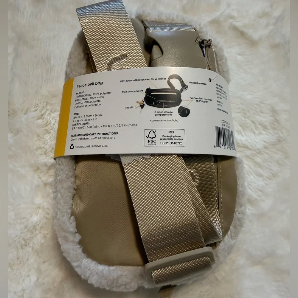 NWT Lole Fleece Cream Belt Bag - Picture 2 of 3